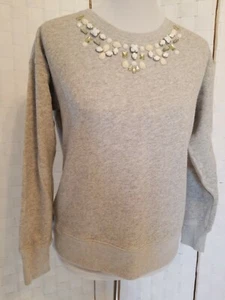 Ann Taylor Womens Grey Sweatshirt Rhinestones Size Small - Picture 1 of 12