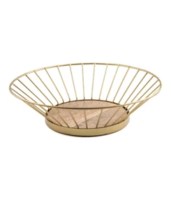 Tazón de alambre dorado Thirstystone con base de madera 14" de diámetro X 4" de alto - Imagen 1 de 2