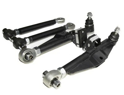 Brazos de control inferiores delanteros para 89-94 S240SX 180SX NEGROS + varillas de tensión de ángulo alto Foto 1 de 4