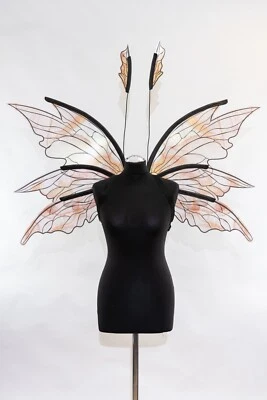 Rose Fairy Wings Costume Cosplay Elf Butterfly Iridescent Woodland Halloween - Image 1 of 4