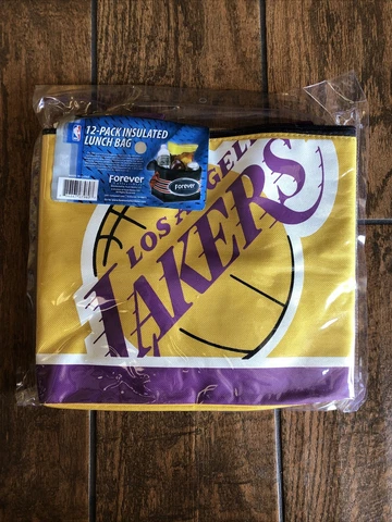 Los Angeles Lakers NBA Big Logo Stripe 12 pack Cooler Lunch Box Insulated Cover