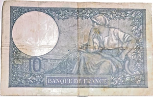 Rare 10 Francs Minerve Banknote (1939-1942) – France Third Republic Note - Picture 1 of 2