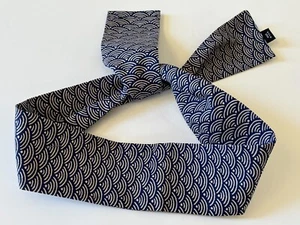 New Japanese Hachimaki Headband 36"x2.5 NAMI Wave Sushi Chief, Sports/ Navy Blue - Picture 1 of 3