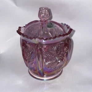 Caja/plato de caramelos de cactus rosa polvoriento Fenton de 6,5" con cubierta - Imagen 1 de 8