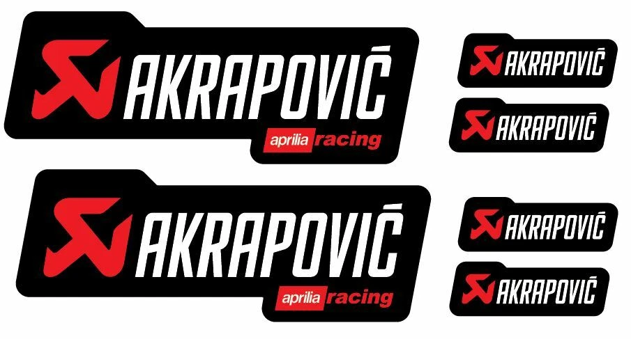 6 Adesivi Stickers AKRAPOVIC APRILIA RACING Racing resistente al calore BIANCO