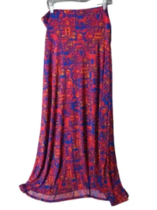 Maxi Falda LuLaRoe Plegable Cintura Estampado Geométrico Multicolor Talla Mediana Modesta - Imagen 1 de 7