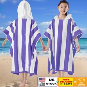 Hooded Poncho Towels Teens Cotton Pool Beach Bath Towel Big Kids 100% Soft New - Picture 1 of 6