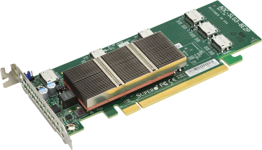Supermicro AOC-SLG3-8E2P Octal-Port Gen-3 Internal NVMe HBA, NEW, IN STOCK - Image 1 of 1
