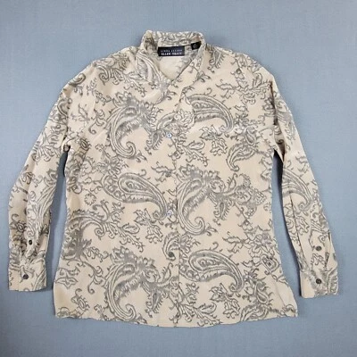 Blusa Linda Allard Ellen Tracy Mujer 12 Marfil Paisley 100% Seda Manga Larga   Foto 1 de 4
