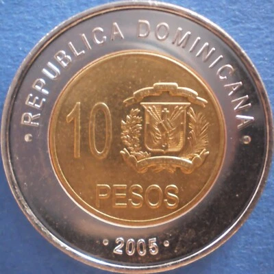 DOMINICAN REPUBLIC 10 PESOS 2005 Dominicana Dominikanische Dominicaine Dom Rep - Image 1 of 2