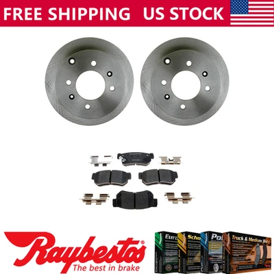 Kit de rotores de freno traseros + pastillas de cerámica y herrajes para Hyundai Sonata 1999-2004 Foto 1 de 4