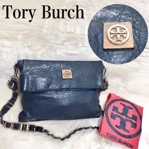 Tory Burch Foldable Blue Chain 3-Way Shoulder Bag 9x12.6x1.6 inches Used - Picture 1 of 10