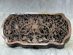 ANTIQUE TAHAN PARIS NAPOLEON III BOULLE CHERUBS ETC SEWING ETUI NECESSAIRE 1850 - Picture 1 of 22