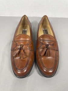 Johnston & Murphy Men's 8.5M Brown Leather Tassel Loafers Slip-On Made in Italy - Picture 1 of 5