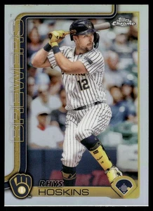 2025 Topps Chrome Rhys Hoskins REFRACTOR #98 Milwaukee Brewers - Picture 1 of 2