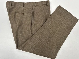 Brooks Brothers Men’s Brown Plaid Wool Dress Pants 40X29 Flat Front Fall/Winter - Picture 1 of 13
