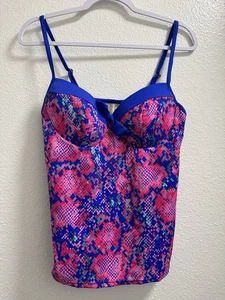 Just Beachin' Schlangenleder Tankini Badeanzug Bikini Oberteil gepolstert Regal BH Damen 14 - Bild 1 von 10