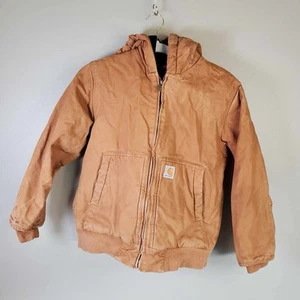 Carhartt Jacket Yourh Medium 10 / 12 Brown Wuilt Lined Vintage Distress - Picture 1 of 13