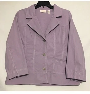 Chaqueta para mujer Chico's púrpura ligera LS con cuello cosido frontal talla 3 nueva con etiquetas - Imagen 1 de 5