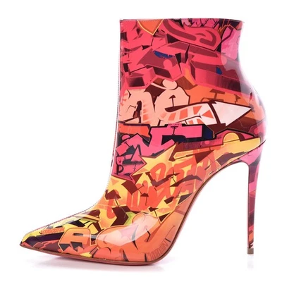 Christian Louboutin Novo Na Caixa So Kate Booty Loubi Estampa Salto Patente Botas de Tornozelo 39.5 - Imagem 1 de 4