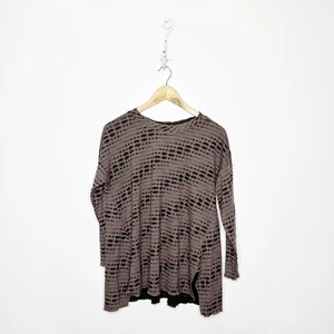 BEQUEME USA Perforierte Langarm Tunika mit weitem Ausschnitt Braun Lagenlook Damen XS - Bild 1 von 5