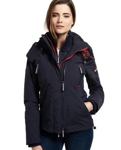 Superdry Women's Size S Navy Blue Wind Yachter Winter Hooded Windbreaker Jacket - Picture 1 of 5