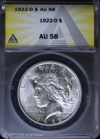 1922-D $1 Peace Silver Dollar ANACS AU 58 Cover
