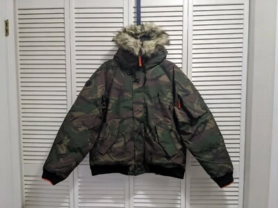NWT $498 Polo Ralph Lauren Mens Faux-Fur-Trim Down Bomber Jacket Camo 2XL - Photo 1/4