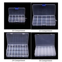 10/15/24/36-Compartment Clear Plastic Storage Box Jewelry-Bead Screw Container