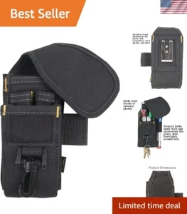 Soporte para teléfono celular y herramientas negro duradero de 5 bolsillos - Ideal para trabajo y aire libre - Imagen 1 de 6