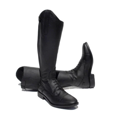 Rhinegold Extra Short Luxus Black Leather Riding Boots Women's - 4 Calf Widths - Image 1 of 4