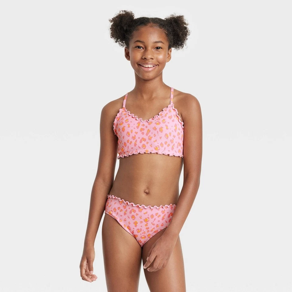 Conjunto de bikini Wild One de 2 piezas para niñas - clase de arte naranja melocotón L Foto 1 de 1