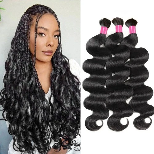 Raw Hair 100% Body Wave Bulk Braiding Hair No Weft Remy Human Hair Extensions - Image 1 of 4