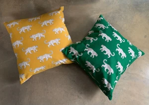 *2* H & M 20" PILLOWS 'BRUNSCHWIG-Look' JAGUAR CAT LEOPARD Animal Print NWOT - Picture 1 of 9