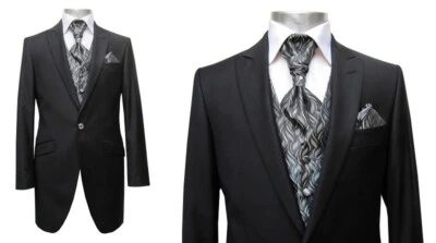 Herren Cutaway Anzug 2-teilig Schwarz - Bild 1 von 4