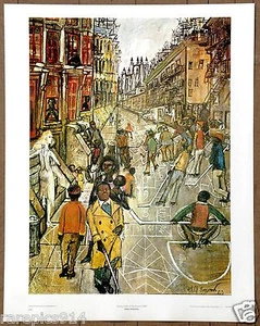 Litografía original de Harlem Street Scene Philip Evergood edición limitada 1960 - Imagen 1 de 1