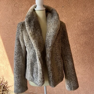Chaqueta Abrigo Corto Boho De Colección Y2K Mossimo Animal Estampado Leopardo Piel Sintética Talla S Foto 1 de 4
