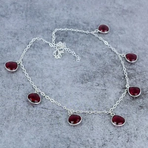 Red Garnet Gemstone 925 Sterling Silver Jewelry Charm Necklace For Mother - Picture 1 of 4
