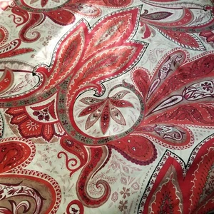 Crate & Barrell Serena Paisley Full /Queen 92 x 96 Red Cotton Duvet Cover Bed - Picture 1 of 7