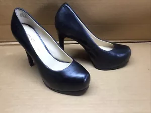 Kelsi Dagger Laurie Cuero Negro Plataforma Oculta 5" Tacones Talla 7.5 - Excelente - Imagen 1 de 12