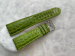 22mm/18mm Green Leather Watch Strap Band - Picture 1 of 4