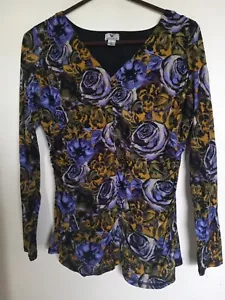Worthington. Maglione Top Elasticizzato Increspato Stampa Floreale Tg M - Foto 1 di 3