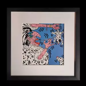 Keith Haring "Cruella" 80's Retro Collectible Pop Art Print Framed/Matted - Picture 1 of 3