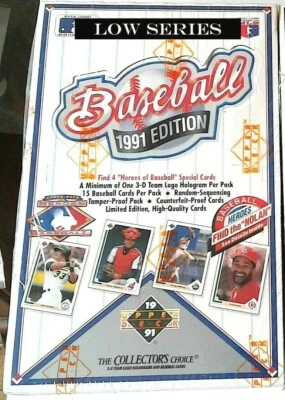 1991 U D MLB LOW SERIES HEROES WAX BOX POS. RYAN AUTO MJ SP1 READ F - Image 1 of 3