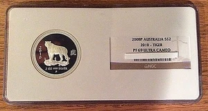 2010 Australia Lunar Proof Year of Tiger Silver 2 Oz NGC Graded - Picture 1 of 2