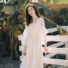 Fairy White Chiffon Dress Lace Stitching Long Dress LongCakeSleeve Square Collar