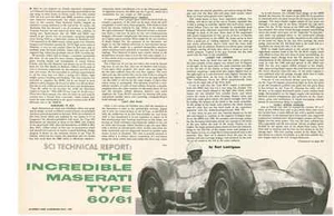 1960 MASERATI TYPE 60/61 ~ RARE ORIGINAL 5-PAGE ARTICLE / AD - Picture 1 of 1