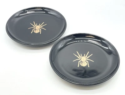 Anthropologie 2 Catherine Martin Midnight Creatures Tarantula Stoneware Plates - Image 1 of 4