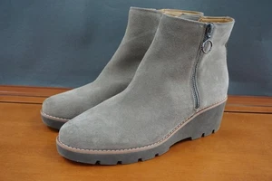 Vionic Hazal Damenstiefel Größe 10 grau Wildleder Keilabsatz Booties seitlicher Reißverschluss Stollensohle - Bild 1 von 10