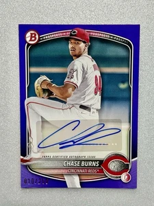 2025 Bowman Chrome Prospect Autographs Chase Burns Purple /250 Reds - Picture 1 of 2